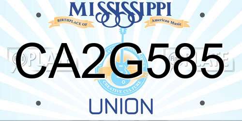CA2G585 Mississippi License Plate