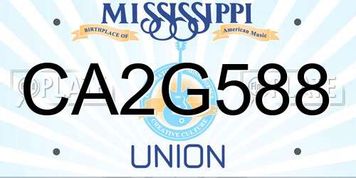 CA2G588 Mississippi License Plate
