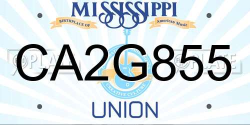 CA2G855 Mississippi License Plate