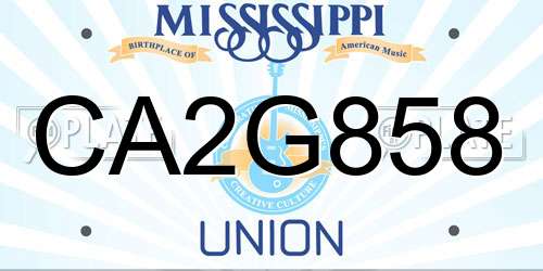 CA2G858 Mississippi License Plate