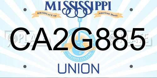 CA2G885 Mississippi License Plate