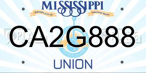 CA2G888 Mississippi License Plate