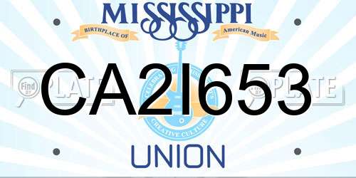 CA2I653 Mississippi License Plate