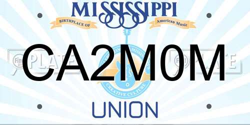 CA2M0M Mississippi License Plate