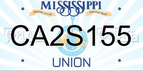 CA2S155 Mississippi License Plate