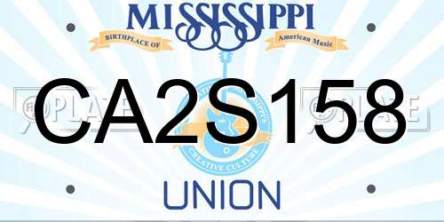 CA2S158 Mississippi License Plate