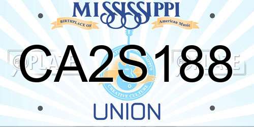 CA2S188 Mississippi License Plate