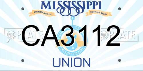 CA3112 Mississippi License Plate