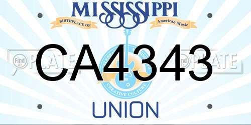 CA4343 Mississippi License Plate