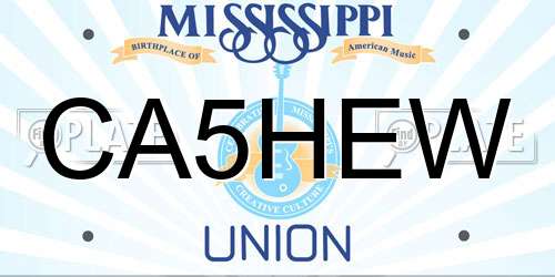 CA5HEW Mississippi License Plate