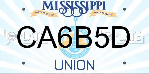 CA6B5D Mississippi License Plate