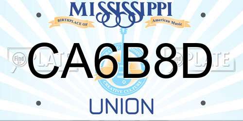 CA6B8D Mississippi License Plate