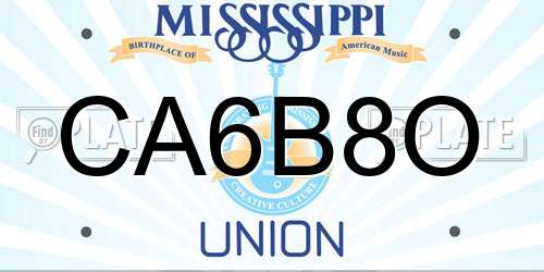 CA6B8O Mississippi License Plate