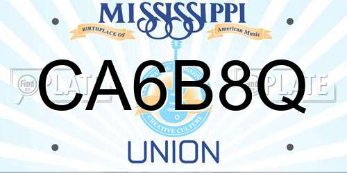 CA6B8Q Mississippi License Plate