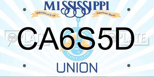 CA6S5D Mississippi License Plate