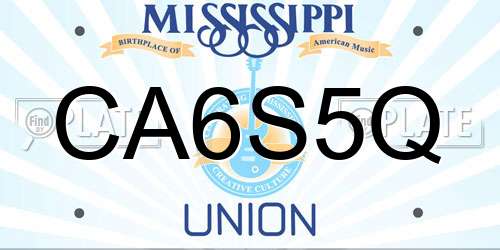 CA6S5Q Mississippi License Plate