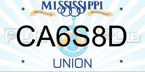 CA6S8D Mississippi License Plate