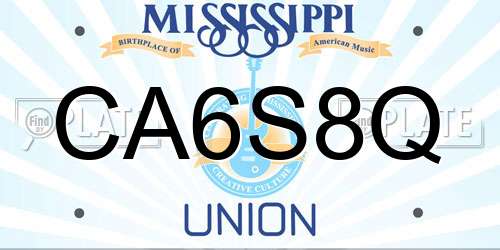 CA6S8Q Mississippi License Plate