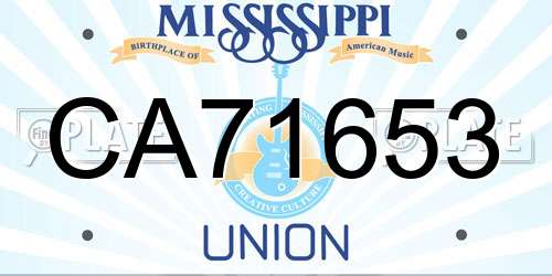 CA71653 Mississippi License Plate