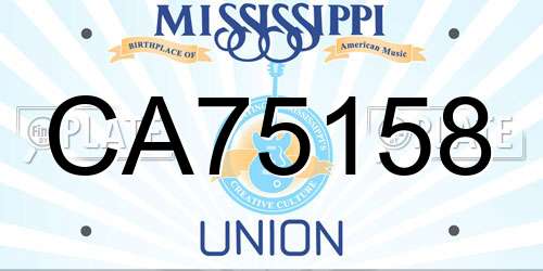 CA75158 Mississippi License Plate