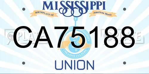 CA75188 Mississippi License Plate