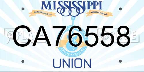 CA76558 Mississippi License Plate