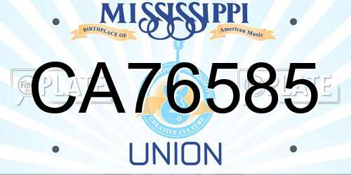 CA76585 Mississippi License Plate