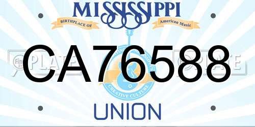 CA76588 Mississippi License Plate