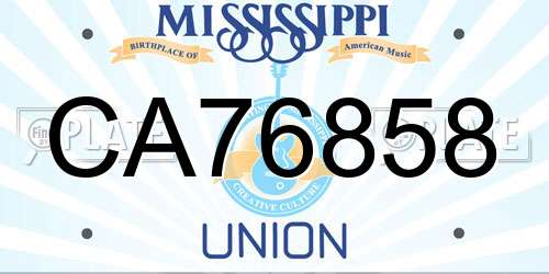 CA76858 Mississippi License Plate