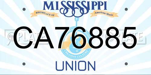 CA76885 Mississippi License Plate