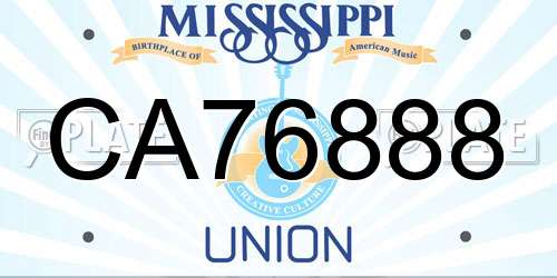 CA76888 Mississippi License Plate