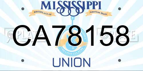 CA78158 Mississippi License Plate