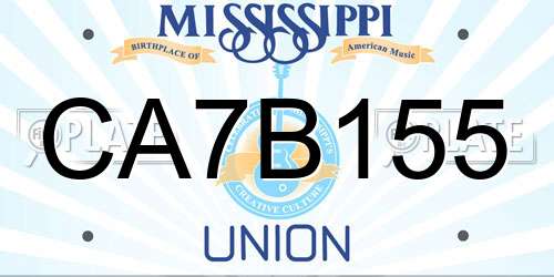 CA7B155 Mississippi License Plate