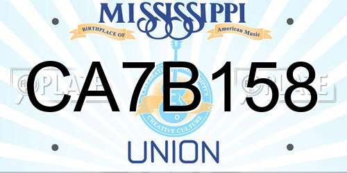 CA7B158 Mississippi License Plate