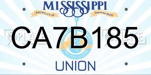 CA7B185 Mississippi License Plate