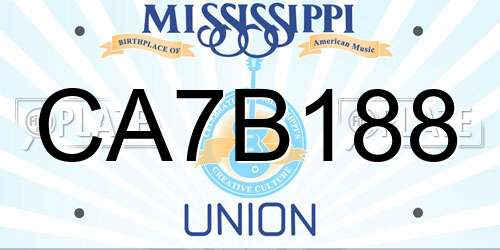 CA7B188 Mississippi License Plate