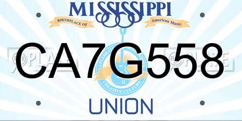 CA7G558 Mississippi License Plate