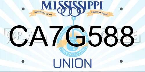 CA7G588 Mississippi License Plate