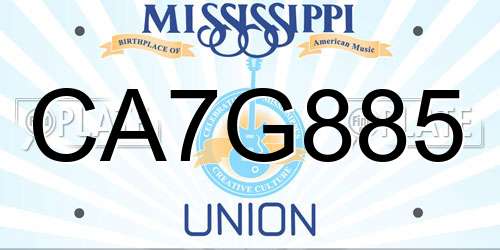 CA7G885 Mississippi License Plate
