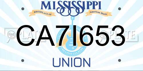 CA7I653 Mississippi License Plate