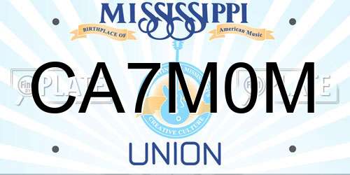 CA7M0M Mississippi License Plate