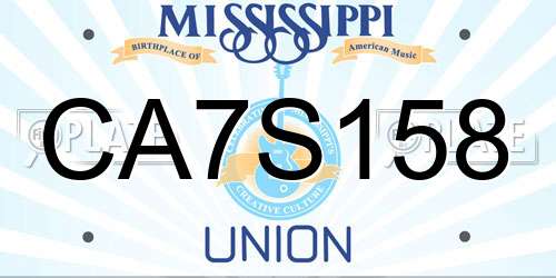 CA7S158 Mississippi License Plate