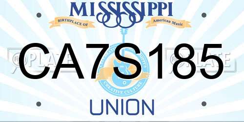 CA7S185 Mississippi License Plate
