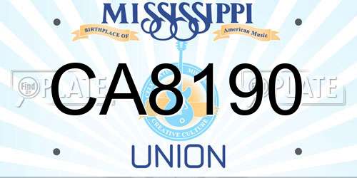 CA8190 Mississippi License Plate