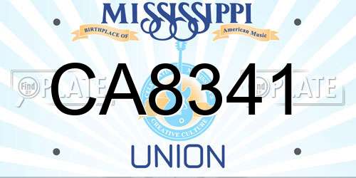 CA8341 Mississippi License Plate
