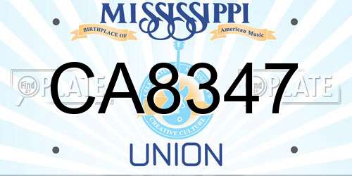 CA8347 Mississippi License Plate