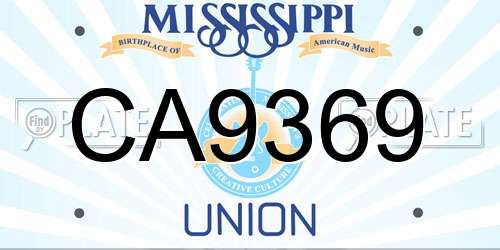 CA9369 Mississippi License Plate