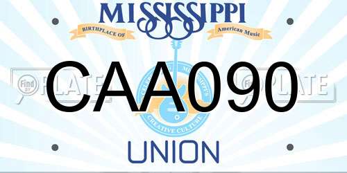 CAA090 Mississippi License Plate