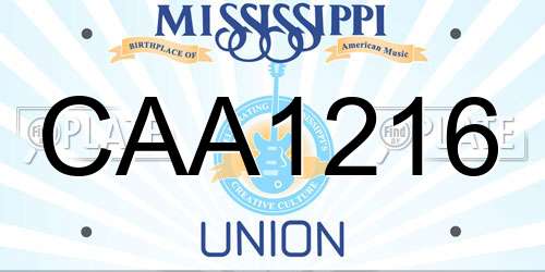CAA1216 Mississippi License Plate