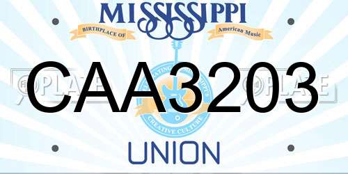 CAA3203 Mississippi License Plate